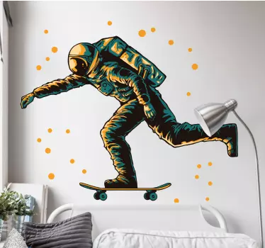 Vinilo pared dormitorio Astronauta en monopatín - TenVinilo
