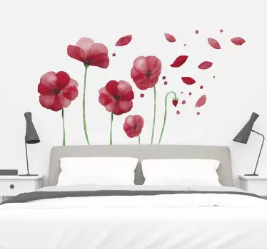 Vinilo flor para dormitorio flores de amapola - TenVinilo