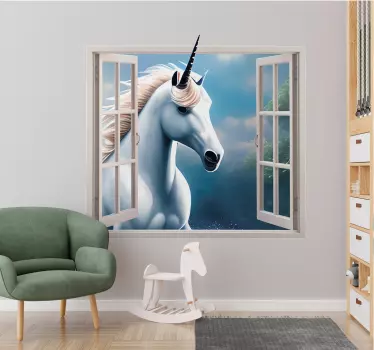 Vinilo pared efectos visuales Ventana de unicornio - TenVinilo
