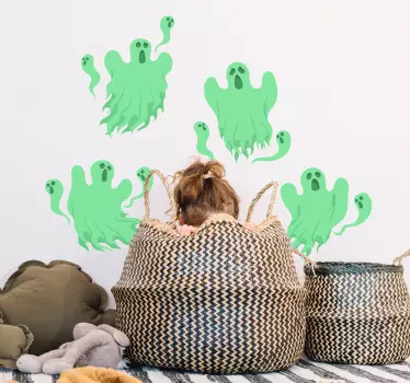 Pegatina Halloween fantasmas verdes - TenVinilo