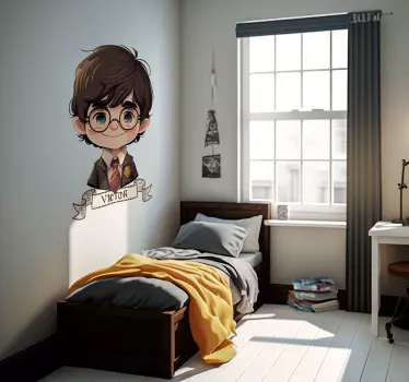 Vinilo pared ilustración Niño mago con corbata - TenVinilo