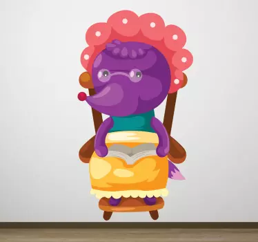 Vinilo pared infantil abuela de dibujos coloridos - TenVinilo