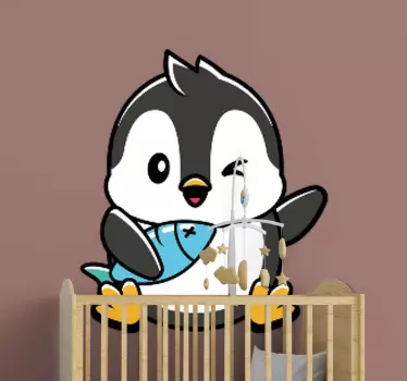 Vinilo pared infantil adorable figura de pingüino - TenVinilo