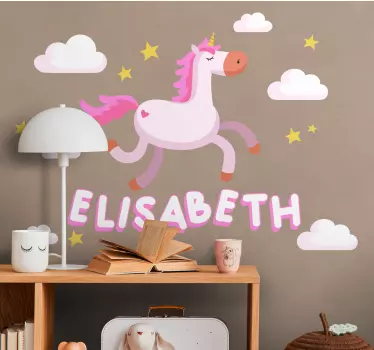 Vinilo pared infantil animación de unicornio lindo - TenVinilo
