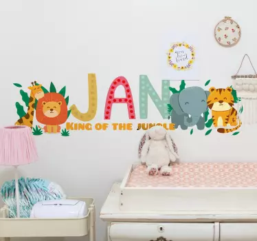 Vinilo pared infantil animales de la selva personalizados - TenVinilo