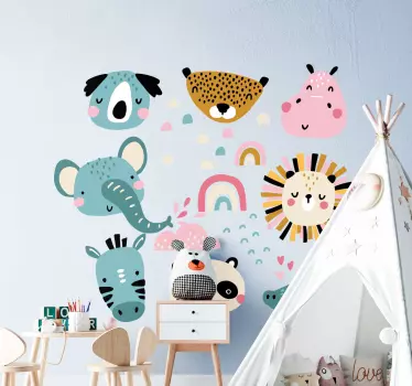 Vinilo pared infantil animales encantadores emocionales - TenVinilo