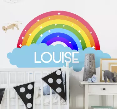 Vinilo pared infantil arco colorido con nombre - TenVinilo