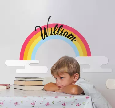 Vinilo pared infantil arcoíris personalizado - TenVinilo