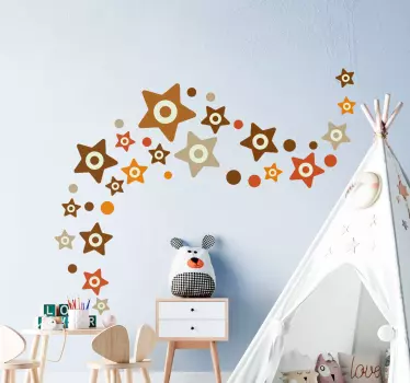 Vinilo pared infantil arreglo de estrellas coloridas - TenVinilo
