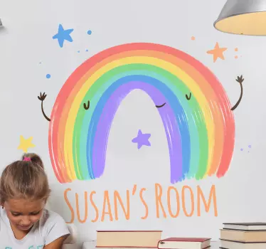 Vinilo pared infantil arte colorido de arcoíris - TenVinilo
