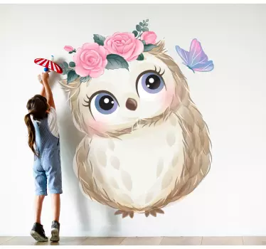 Vinilo pared infantil arte de búho adorable - TenVinilo