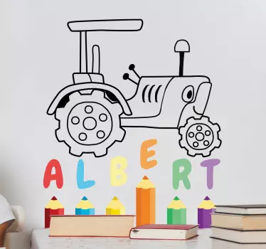 Vinilo pared infantil arte de tractor - TenVinilo