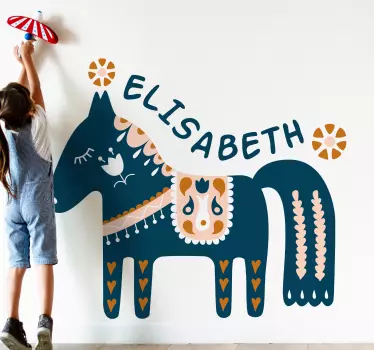 Vinilo pared infantil arte decorativo de caballos - TenVinilo