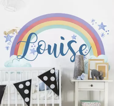 Vinilo pared infantil arte del arcoíris personalizado - TenVinilo