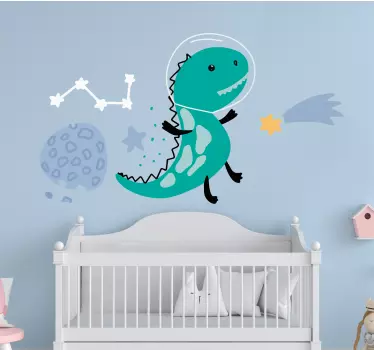 Vinilo pared infantil aventura de dinosaurios juguetona - TenVinilo