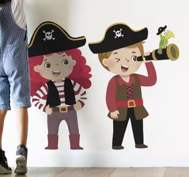 Vinilo pared infantil aventura de piratas - TenVinilo