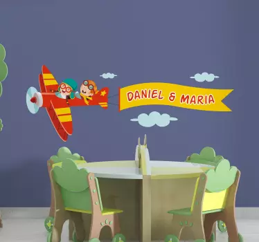 Vinilo pared infantil aventura del aviador alegre - TenVinilo