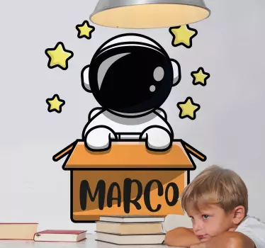Vinilo pared infantil aventura del niño astronauta - TenVinilo