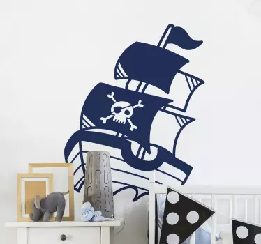 Vinilo pared infantil barco pirata - TenVinilo