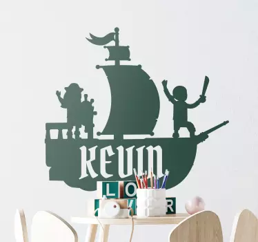 Vinilo pared infantil barco pirata aventura - TenVinilo