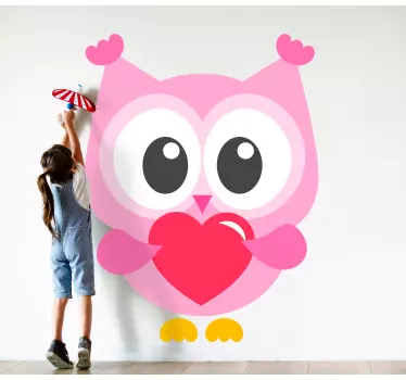 Vinilo pared infantil búho rosa adorable - TenVinilo