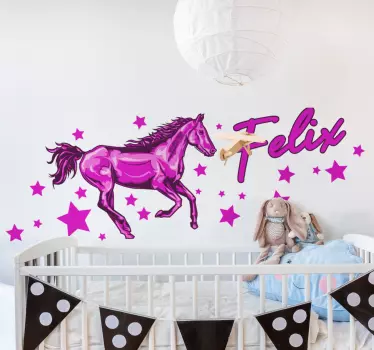 Vinilo pared infantil caballo juguetón fantasía - TenVinilo