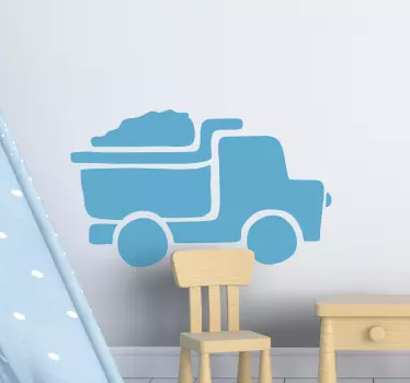 Vinilo pared infantil camión con carga - TenVinilo