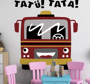 Vinilo pared infantil camión de bomberos juguetón - TenVinilo