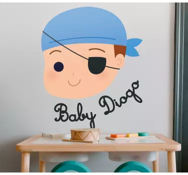 Vinilo infantil bebé pirata con nombre - TenVinilo
