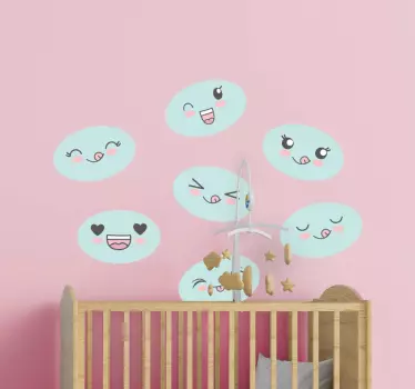 Vinilo pared infantil caras de expresión lindas - TenVinilo