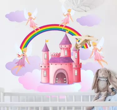 Vinilo pared infantil castillo de hadas - TenVinilo
