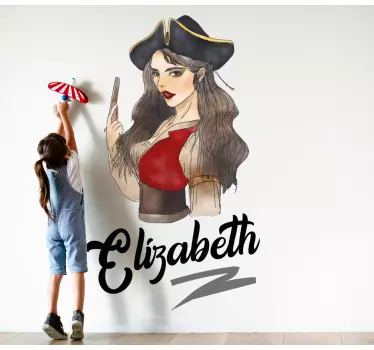 Vinilo pared infantil chica pirata decorativa - TenVinilo