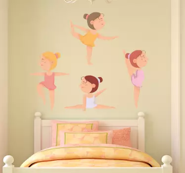 Vinilo pared infantil chicas bailando en poses - TenVinilo