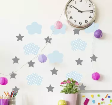 Vinilo pared infantil cielos y cuerpos celestes - TenVinilo
