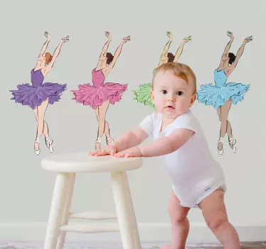 Vinilo pared infantil colección bailarinas - TenVinilo