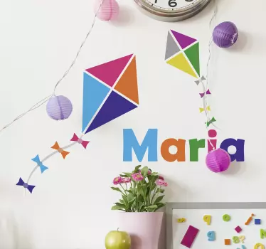 Vinilo pared infantil cometas y nombre para niños - TenVinilo