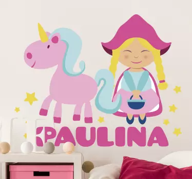 Vinilo pared infantil compañero unicornio tierno - TenVinilo