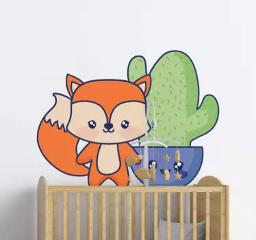 Vinilo pared infantil compañero zorro adorable - TenVinilo