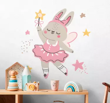 Vinilo infantil conejo bailarín de ballet - TenVinilo