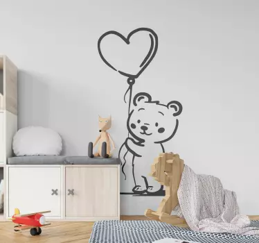 Vinilo pared infantil contorno de oso de peluche - TenVinilo