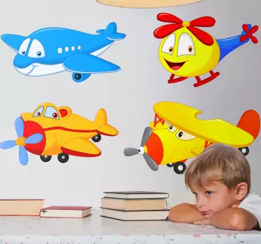 Vinilo pared infantil criaturas aéreas juguetonas - TenVinilo