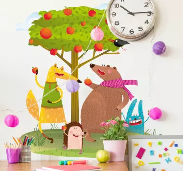 Vinilo pared infantil criaturas compañeras caprichosas - TenVinilo