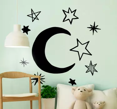 Vinilo pared infantil cuerpos celestes y luminarias - TenVinilo