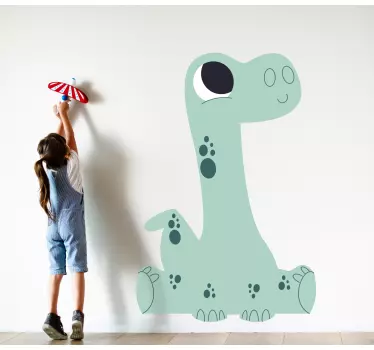 Vinilo pared infantil dinosaurio alegre en movimiento - TenVinilo