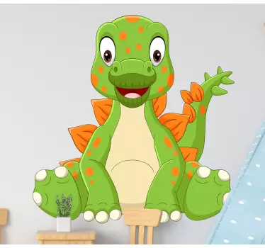 Vinilo pared infantil dinosaurio caricaturesco alegre - TenVinilo