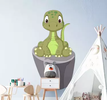 Vinilo pared infantil dinosaurio lindo sentado - TenVinilo