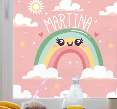 Vinilo pared infantil diseño arcoíris feliz - TenVinilo