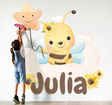 Vinilo infantil diseño de abeja encantadora - TenVinilo