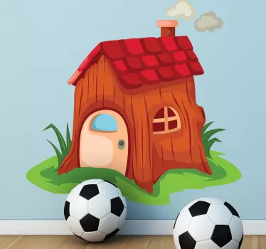 Vinilo pared infantil diseño de casa en árbol divertido - TenVinilo
