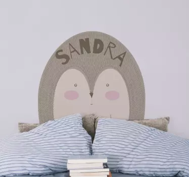 Vinilo pared infantil diseño de erizo personalizable - TenVinilo